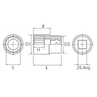 エスコ 1”DRx38mm ソケット EA618SL-38A 1個（直送品）