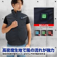 7.4V高密度胸スイッチ式空調ベストR(フルハーネス対応)フルセット ブラック MーLサイズ MESH-BR-S578-ML-BK 1式（直送品）