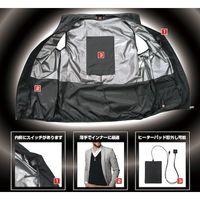 ブレイン ヒーター内蔵可能型中綿入り防寒インナーベストVネック LLサイズ ブラック ※バッテリー別売り BR-078-LL-BK 1式（直送品）