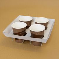 ノーブランド カップホルダー 4個用 8~16オンス対応 白 400枚セット FT41-0400-AS 1セット(400枚入)（直送品）