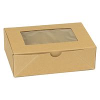 ノーブランド テイクアウト フードボックス 窓付き 茶 400枚セット 145×105mm FT20-0400-AS 1セット(400枚入)（直送品）
