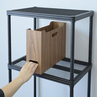 YAMAZEN 木目調 ファイルボックス 紙製 A4 ヨコ 取っ手付き 収納幅100mm NPF-1026(BR) 1個