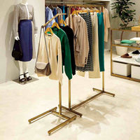 【軒先渡し】ストア・エキスプレス アンティークゴールドハンガーラック 角パイプ　幅120cm 2105-33 1台（直送品）