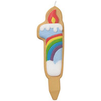 カメヤマ 贈答用飾り クッキーナンバーキャンドル 1番 虹 B5628-00-00 1ケース(120個(10個×12))（直送品）