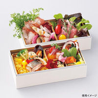 弁当容器 HSH-W200-105 2段貼箱 (白木目エンボス 内銀)セット HSHW200105WHMES（直送品）