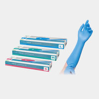 サラヤ ニトリルロング手袋400 Mサイズ ブルー パウダーフリーグローブ 医療病院 50938 1箱(1個(50枚入)x10)（直送品）