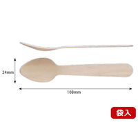 ホウケン産業 使い捨てスプーン 木製 ウッドスプーン110 単袋 605556 1ケース(5000個(100個×50))（直送品）