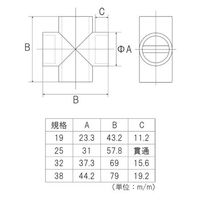 フジテックジャパン ＤＣクロス（ネジ付）Φ３８mmブラック パイプ継手黒 ジョイント継ぎ手黒 十字黒 1箱(4個入)（直送品）