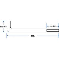 HI―LEAD L型アンカーボルト ナット ワッシャー付 鉄 生地 M12X150L 曲げ長さ40 ねじ長さ50 LABN12X150-SS（直送品）