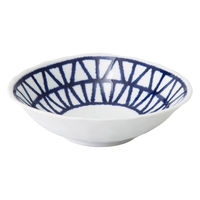 【アウトレット】【Goエシカル】訳あり ＜メーカー再検品済・B級品＞西海陶器 藍染格子 変形小鉢 B32553 1箱（5個入）