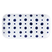 【アウトレット】【Goエシカル】訳あり ＜メーカー再検品済・B級品＞西海陶器 藍染水玉 長角皿 B32568 1箱（5枚入）