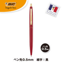 BICジャパン 油性ボールペンノック式 クリックゴールド 細字 0.5mm 黒 レッド軸 CFCGRED05BLKJ 1本