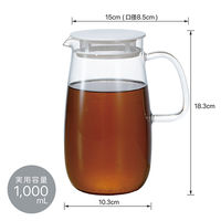 HARIO（ハリオ）冷水筒 レンジで簡単 1000ml  耐熱ガラス ホワイト XMPー1000ーW 1個