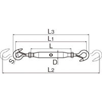 浅野金属工業 パイプターンバックルS型ハッカー(ハズレ止め付)/8 AK13363 1セット(3個)（直送品）