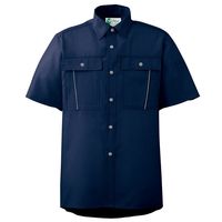 ミドリ安全 作業服 春夏 半袖 シャツ 帯電防止 RCS607 SS ネイビー 3120707902 1点（直送品）