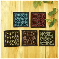 藤久 一目刺しコースター 紺 5枚組 0707281 1セット（直送品）