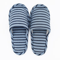 オクムラ パイルボーダー外縫いスリッパ 布  Mサイズ ブルー NPAK24900BL 1足