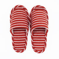 オクムラ パイルボーダー外縫いスリッパ 布 Mサイズ レッド NPAK24900OR 1足
