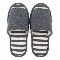オクムラ 洗えるフトフレニットボーダースリッパ 洗濯 Lサイズ チャコールグレー AAAA1906CH 1足