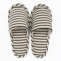 オクムラ パイルボーダー外縫いスリッパ 布  Mサイズ ベージュ NPAK24900BE 1足