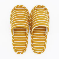 オクムラ パイルボーダー外縫いスリッパ 布  Mサイズ イエロー NPAK24900YE 1足