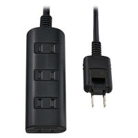 朝日電器 延長コード 電源タップ 2ピン 4個口/1m 雷ガード ほこり防止シャッター WBT-N4010SB(BK) 1個