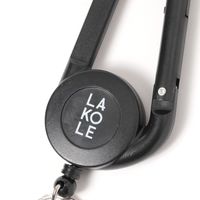 リール付きカラビナキーホルダー ブラック LAKOLE/ラコレ