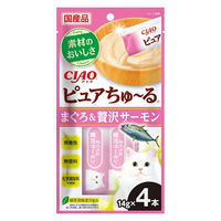 いなば CIAO チャオ ピュアちゅーる 猫 まぐろ＆贅沢サーモン 国産（14g×4本）6袋 ちゅ～る キャットフード ウェット 猫用 おやつ