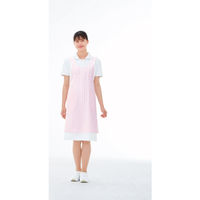 【再検品商品】ナガイレーベン ストライプエプロン ピンク フリーサイズ SR16（わけあり品）