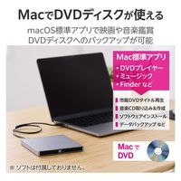 外付け DVDドライブ USB 3.2 Gen1 書込み/再生 バスパワー グレー LDR-PWA8CU3MGY エレコム 1個（直送品）