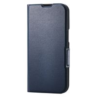 iPhone 16e ケース レザー 手帳型 超軽量 カードケース機能付 ネイビー PM-A25SPLFUNV エレコム 1個（直送品）