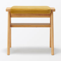 無印良品 再生ポリエステル混 木製スタッキングスツール マスタード 幅４９．３×奥行３７×高さ４４ｃｍ 良品計画