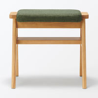無印良品 再生ポリエステル混 木製スタッキングスツール グリーン 幅４９．３×奥行３７×高さ４４ｃｍ 良品計画
