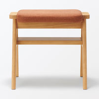 無印良品 再生ポリエステル混 木製スタッキングスツール オレンジ 幅４９．３×奥行３７×高さ４４ｃｍ 良品計画