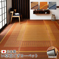 イケヒコ ランクス 花ござ 江戸間2畳 1740×1740mm ネイビー 1080020190202 1枚（直送品）
