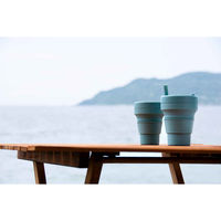 stojo タンブラー BIGGIE 470ml 持ち運び 蓋付き ストロー付き 折りたためる EUCALYPTUS 422673 1個（直送品）