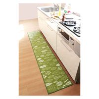 オカトー キッチンマット 45×240cm リーフ柄 ネコ柄 リーフ 403442 1個（直送品）