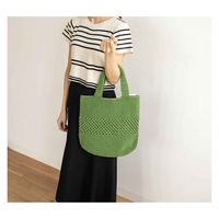 オカ 手提げ バッグ マルシェシリーズ トートバッグ 手編み 洗濯OK グリーン 457850 1個（直送品）