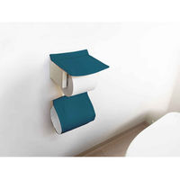 オカトー ペーパーホルダーカバー ホルダーカバー ナチュラル ターコイズブルー 450324 1個（直送品）