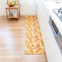 オカ キッチンマット レトロ 花柄 ルアンス 45×240cm オレンジ 414426 1個（直送品）
