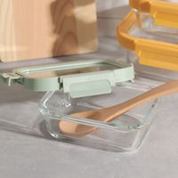 スクエアガラス保存容器 370 ライトグリーン studio CLIP