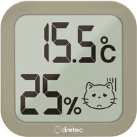 ドリテック ちょうどイイがわかる ここちイーニャン　猫用 温度計 湿度計 Oー444DBEPT 1個　表示画面 猫 1個