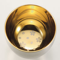 カンダ 18-8ステンレス二重構造 さくらぐい呑み(内面24金メッキ) 4560433025224 1個（直送品）