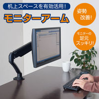モニターアーム 1面3軸タイプ/ガススプリング方式（垂直方向）/～30インチ（9kgまで） ARM130クロ 1台 キングジム（わけあり品）