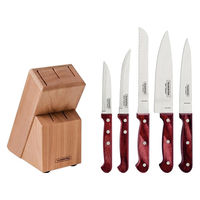 TRAMONTINA ナイフ5本セット 木製ストッカー付 レッド 21199/783 1セット（直送品）