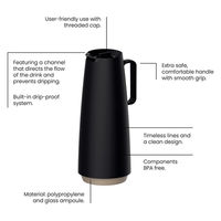 TRAMONTINA サーマルカラフェ 保温ポット 1L ブラック 61636/103 1個（直送品）