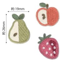 パイオニア ナチュラルワッペン 3枚入 フルーツ シール ・ アイロン 接着 C705-70502 C 705-70502 1セット(3袋)（直送品）