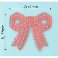 パイオニア レースモチーフワッペン(リボン/赤)ハンドメイド・入園・入学準備 アイロン接着タイプ ORG251-23056 1セット(3袋)（直送品）