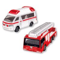トミカ ワッペン トヨタ ハイメディック 救急車 ・ 日野 はしご 付 消防車 ( モリタ スーパージャイロラダー ) TOM650-TOM（直送品）