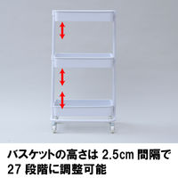 YAMAZEN バスケットトローリー ライト キャスター付き サイドワゴン ホワイト LBTL-3(WH) 1台（直送品）